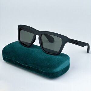 NEW Gucci GG1571S 001 Black Grey Unisex Square Sunglasses GG 1571S